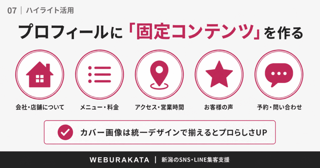 ハイライト固定コンテンツ活用
