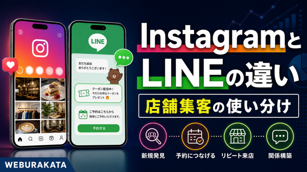 InstagramとLINEの違いと店舗集客での使い分けを解説するWEBURAKATAのサムネイル